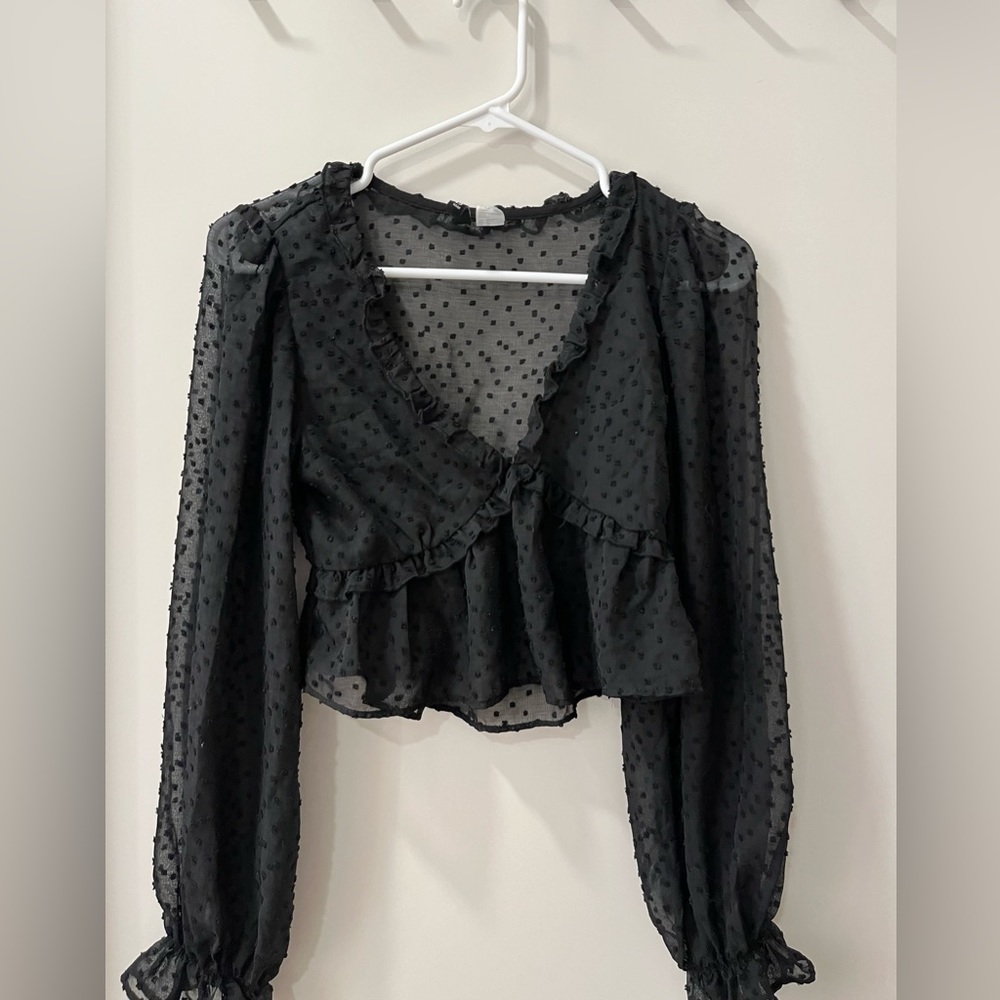 Black Polka Dot Crop Top